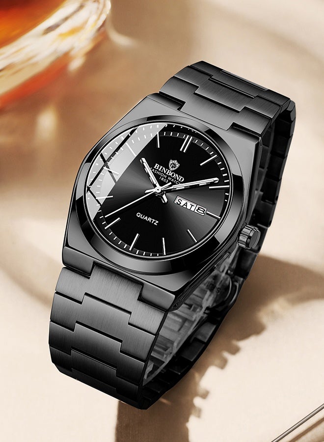 بينبوند ساعة رجالية فاخرة من أفضل الماركات، ساعات كوارتز أصلية للرجال، مقاومة للماء، مزودة بتقويم وعرض للأسبوع، مصنوعة من الفولاذ المقاوم للصدأ. - Image 1